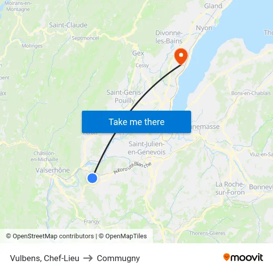 Vulbens, Chef-Lieu to Commugny map