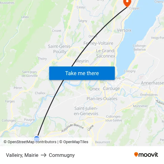 Valleiry, Mairie to Commugny map