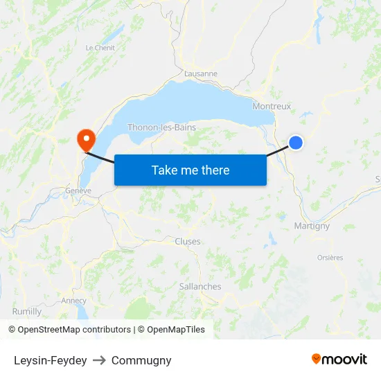 Leysin-Feydey to Commugny map