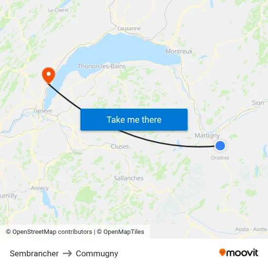 Sembrancher to Commugny map