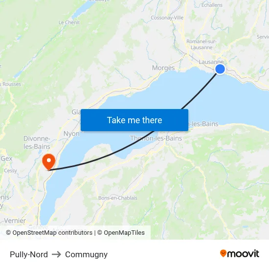 Pully-Nord to Commugny map