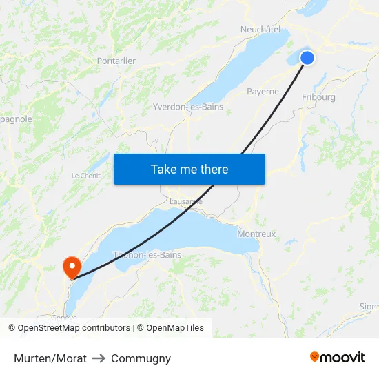 Murten/Morat to Commugny map