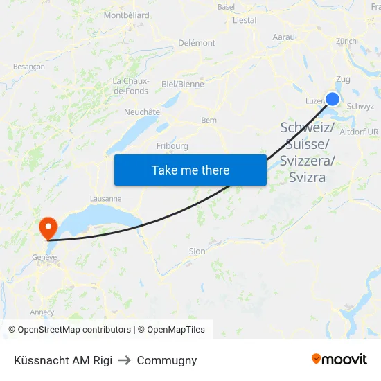 Küssnacht AM Rigi to Commugny map