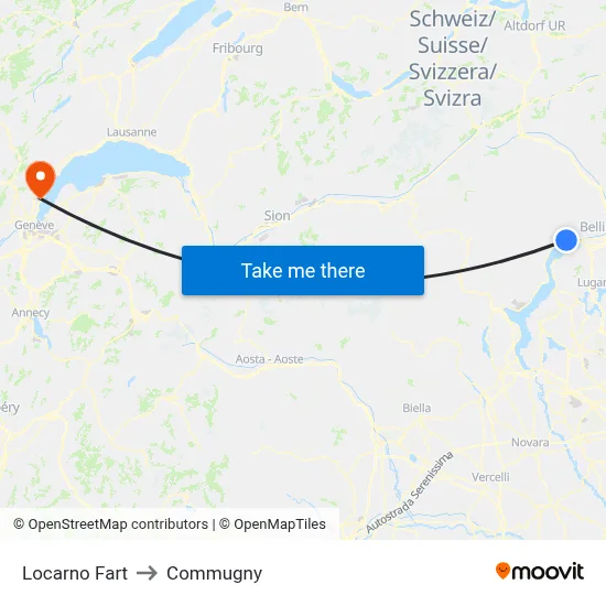 Locarno Fart to Commugny map