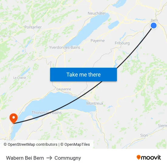 Wabern Bei Bern to Commugny map