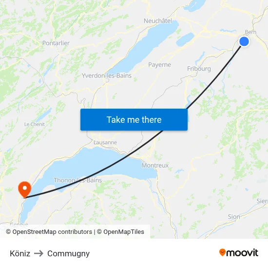 Köniz to Commugny map