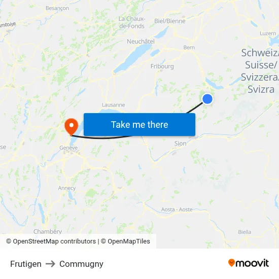 Frutigen to Commugny map