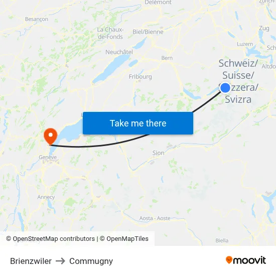Brienzwiler to Commugny map