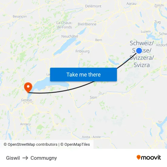 Giswil to Commugny map