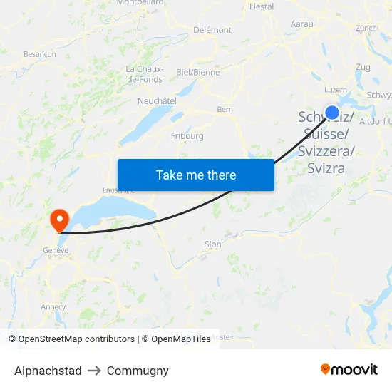 Alpnachstad to Commugny map