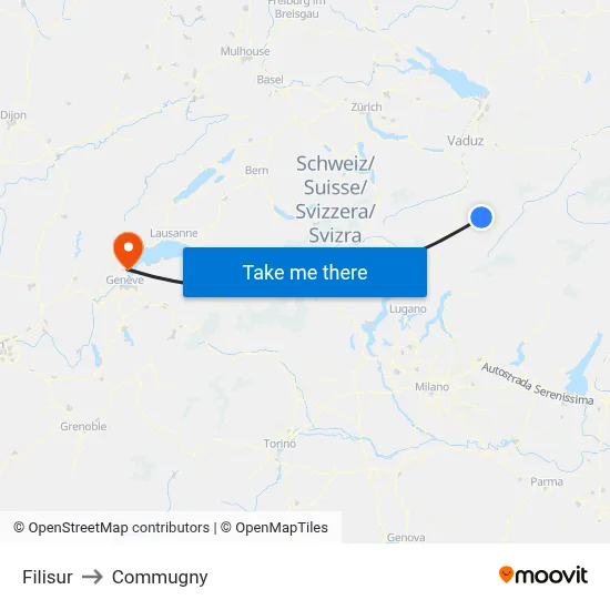 Filisur to Commugny map
