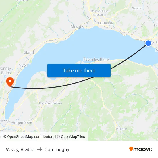Vevey, Arabie to Commugny map