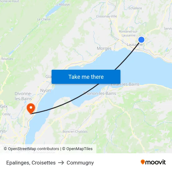Epalinges, Croisettes to Commugny map