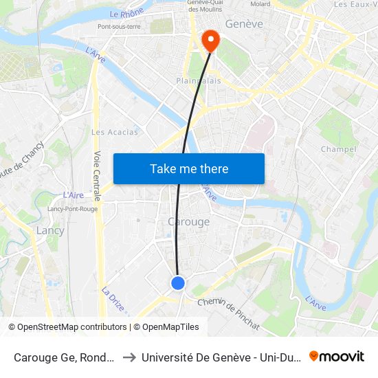 Carouge Ge, Rondeau to Université De Genève - Uni-Dufour map