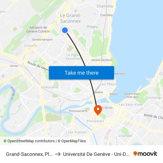 Grand-Saconnex, Place to Université De Genève - Uni-Dufour map