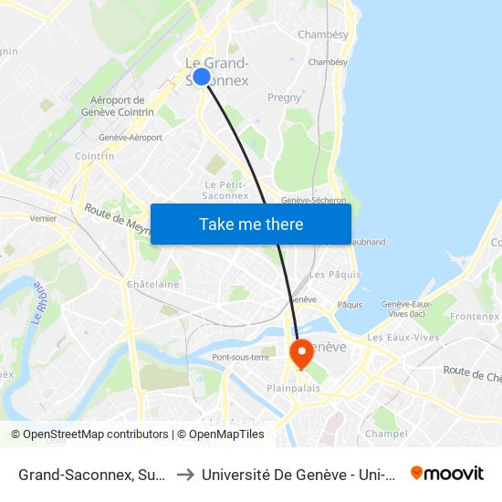 Grand-Saconnex, Susette to Université De Genève - Uni-Dufour map