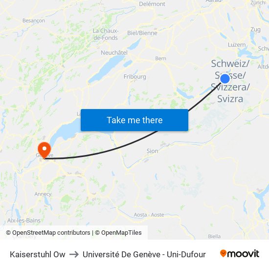 Kaiserstuhl Ow to Université De Genève - Uni-Dufour map