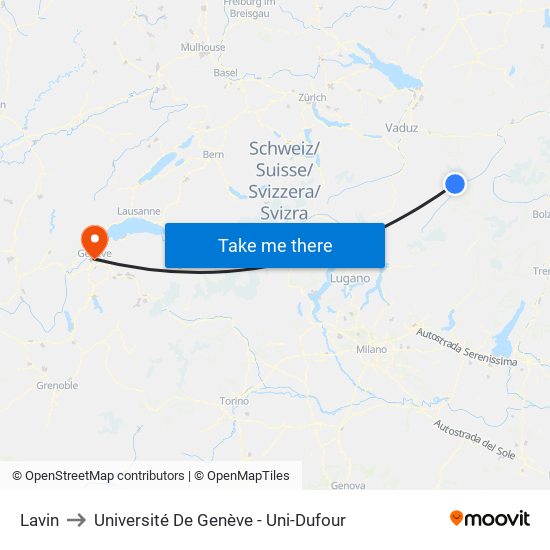 Lavin to Université De Genève - Uni-Dufour map