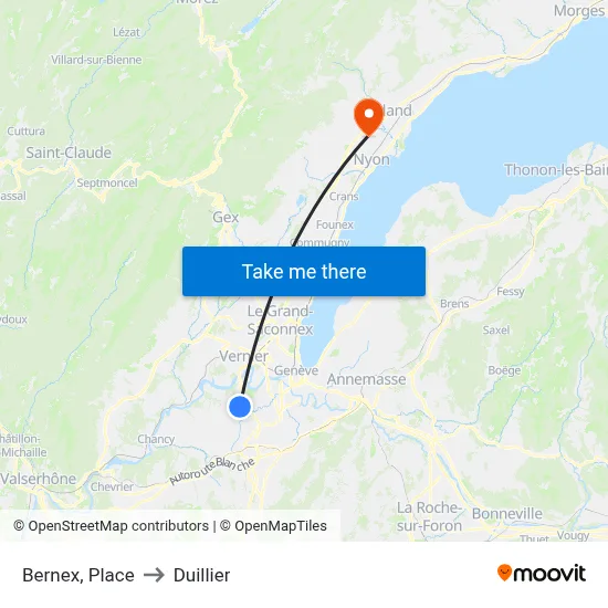 Bernex, Place to Duillier map