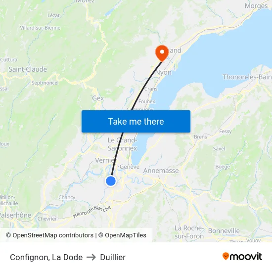 Confignon, La Dode to Duillier map