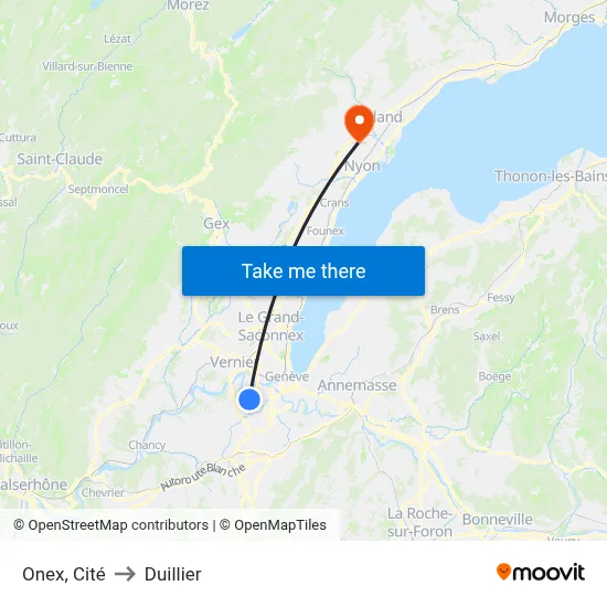 Onex, Cité to Duillier map