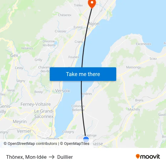 Thônex, Mon-Idée to Duillier map