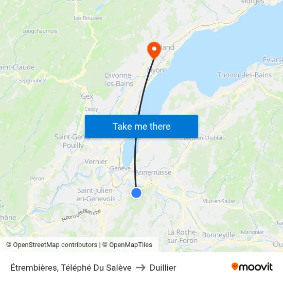 Étrembières, Téléphé Du Salève to Duillier map