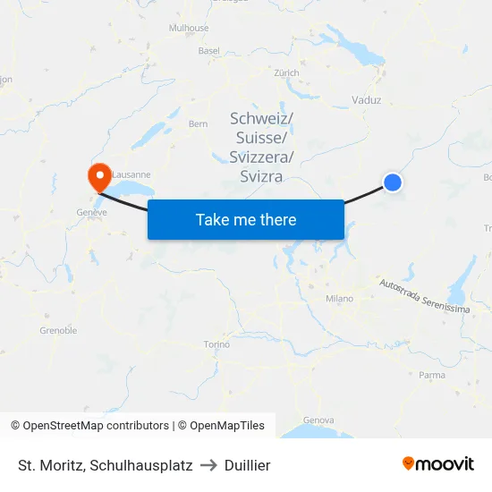St. Moritz, Schulhausplatz to Duillier map