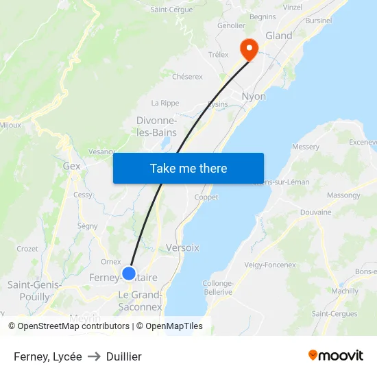 Ferney, Lycée to Duillier map