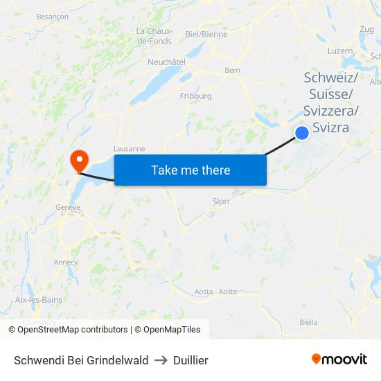 Schwendi Bei Grindelwald to Duillier map