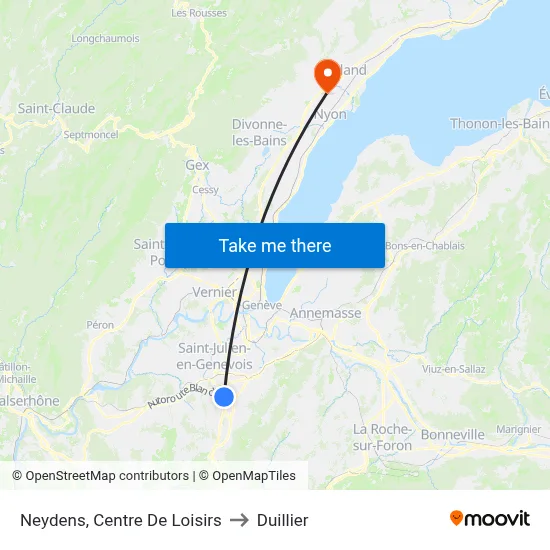 Neydens, Centre De Loisirs to Duillier map