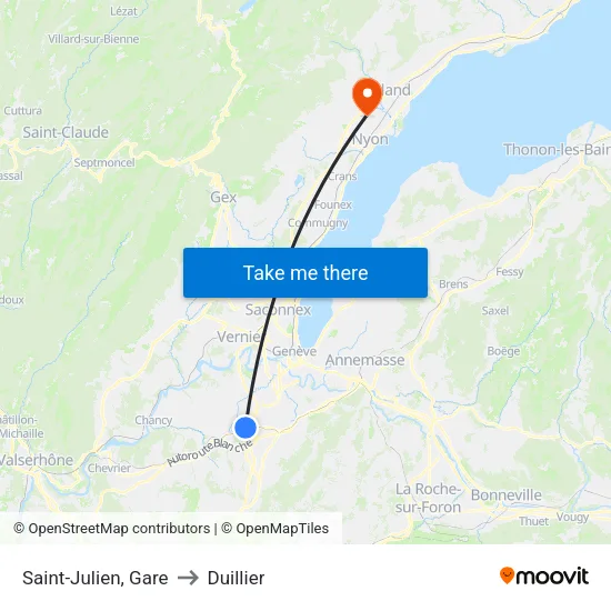 Saint-Julien, Gare to Duillier map