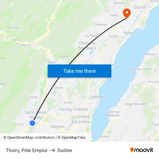 Thoiry, Pôle Emploi to Duillier map
