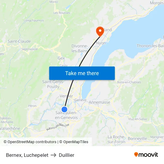 Bernex, Luchepelet to Duillier map