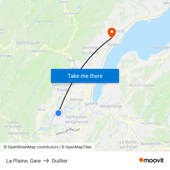 La Plaine, Gare to Duillier map
