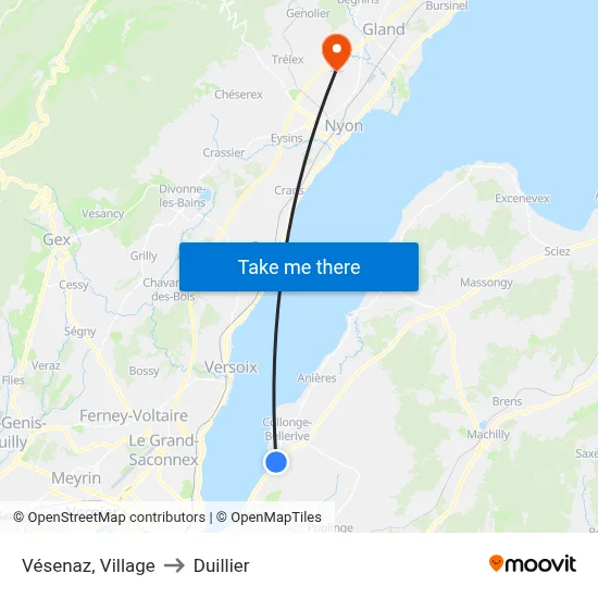 Vésenaz, Village to Duillier map