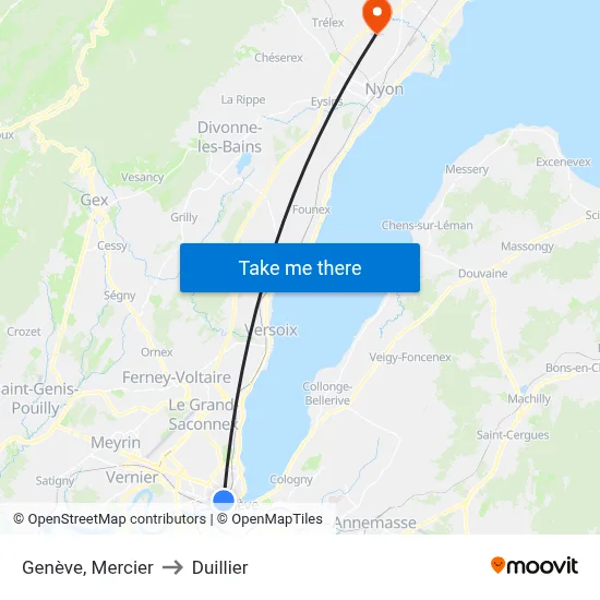 Genève, Mercier to Duillier map