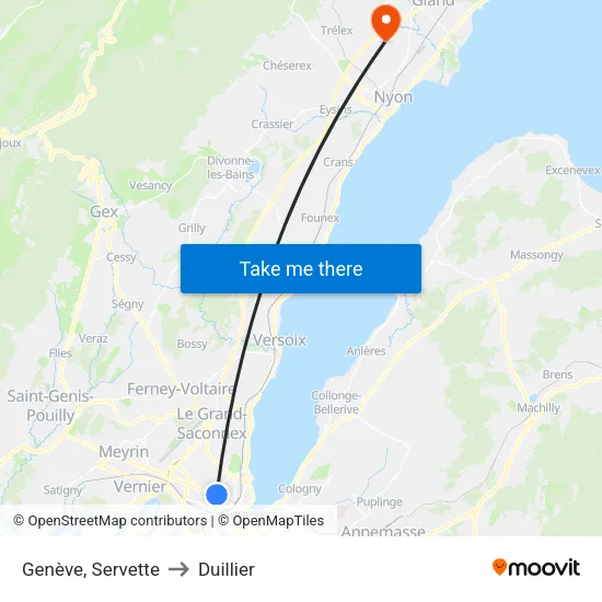 Genève, Servette to Duillier map
