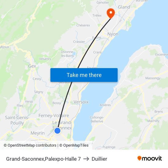 Grand-Saconnex,Palexpo-Halle 7 to Duillier map
