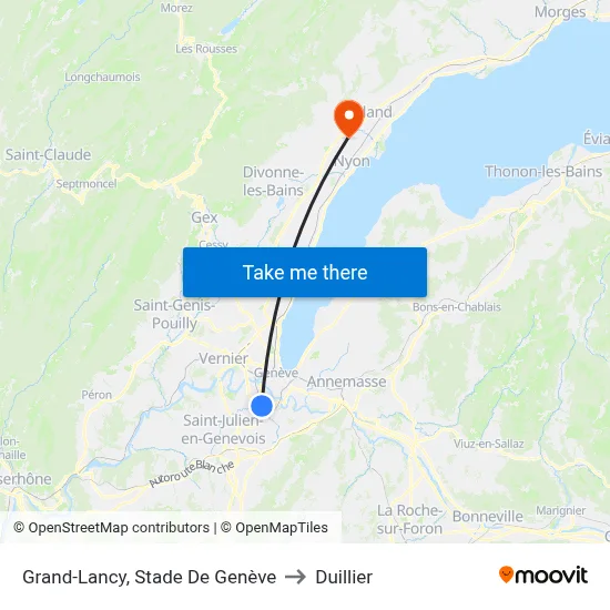 Grand-Lancy, Stade De Genève to Duillier map