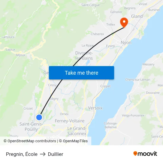 Pregnin, École to Duillier map