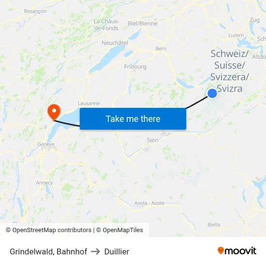 Grindelwald, Bahnhof to Duillier map