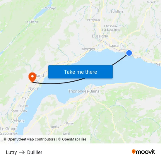 Lutry to Duillier map