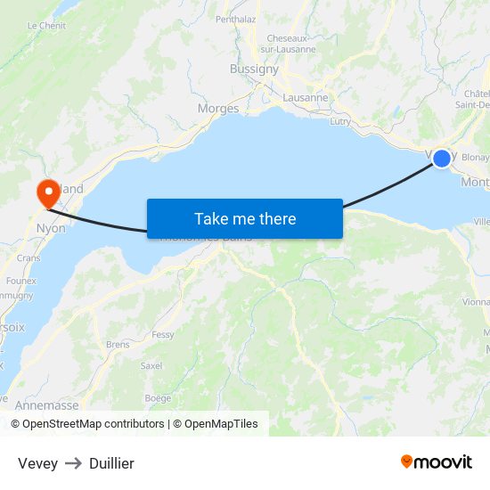 Vevey to Duillier map