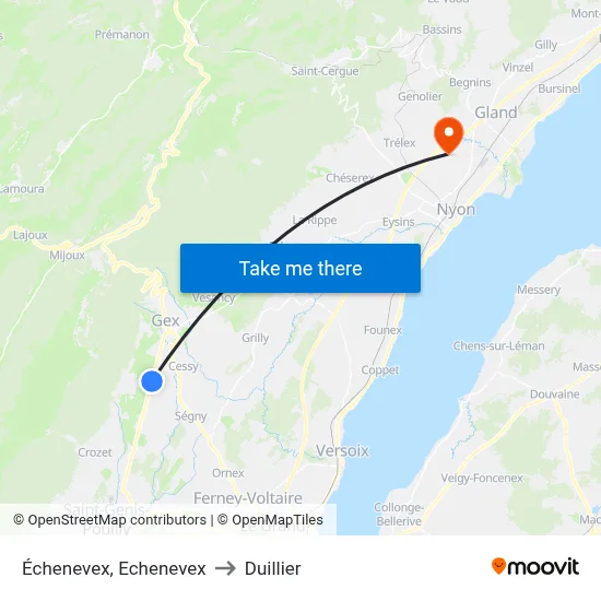 Échenevex, Echenevex to Duillier map