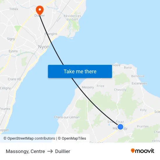 Massongy, Centre to Duillier map