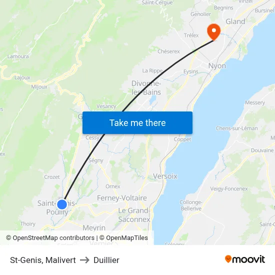 St-Genis, Malivert to Duillier map