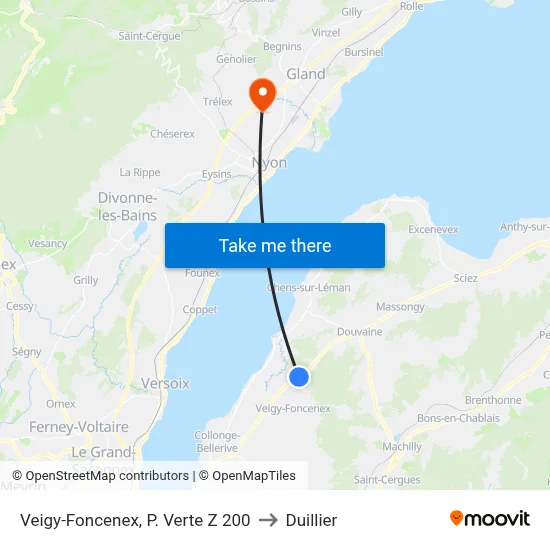 Veigy-Foncenex, P. Verte Z 200 to Duillier map