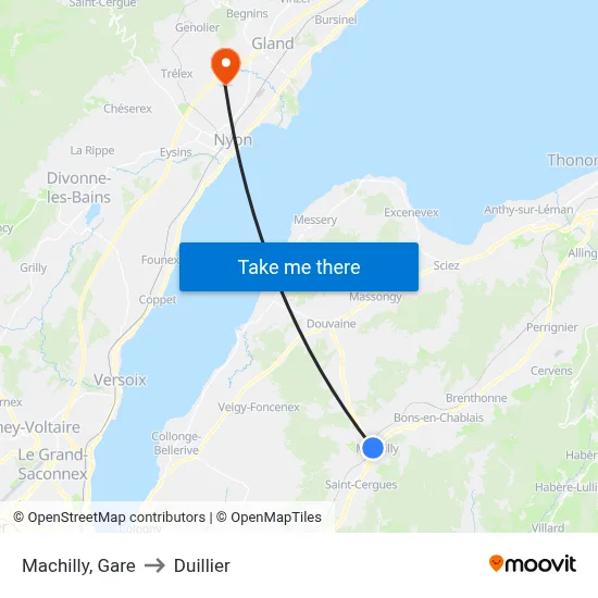 Machilly, Gare to Duillier map