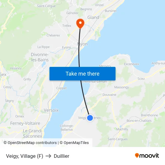 Veigy, Village (F) to Duillier map